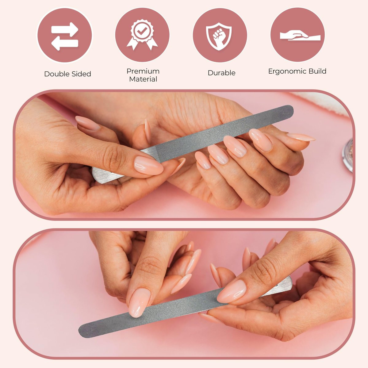 Stainless Steel Diamond Deb Nail File for Manicure Pedicure - Double Sided Metal Nail Files for Natural and Acrylic Nails - 7 Inch, Pack of 2 by Krisp Beauty - görsel 9
