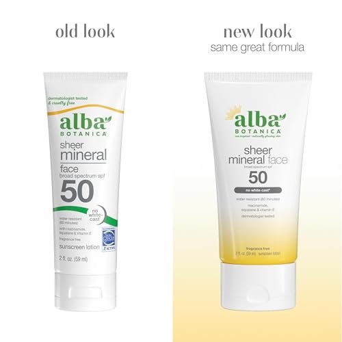 Alba Botanica Fragrance-Free Sheer Mineral Face Sunscreen Lotion, Broad Spectrum SPF 50, Water Resistant & Biodegradable, 2 fl. oz. - görsel 4
