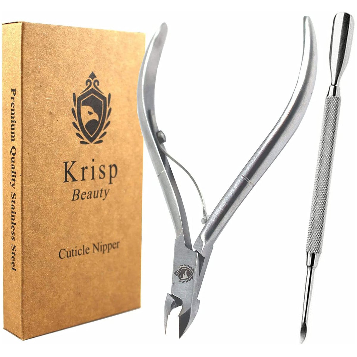 Professional Cuticle Nippers - Stainless Steel Cuticle Trimmer & Pusher by Krisp Beauty Avelisse