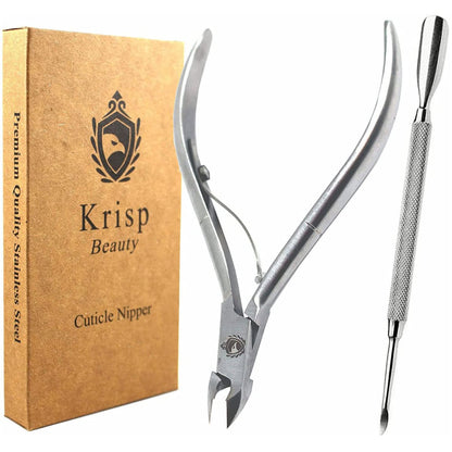 Professional Cuticle Nippers - Stainless Steel Cuticle Trimmer & Pusher by Krisp Beauty Avelisse