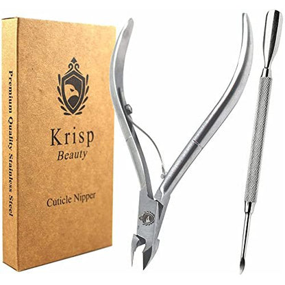Professional Cuticle Nippers - Stainless Steel Cuticle Trimmer & Pusher by Krisp Beauty Avelisse