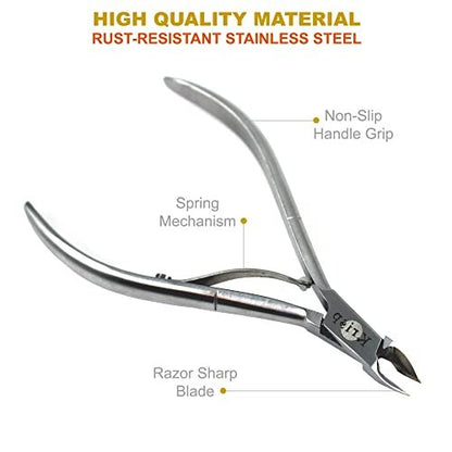 Professional Cuticle Nippers - Stainless Steel Cuticle Trimmer & Pusher by Krisp Beauty Avelisse