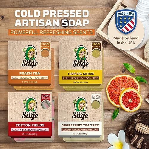 Age of Sage Natural Bar Soap Gift Set for Women - Vegan, Cold Process, Essential Oil, Aromatic Moisturizing Wash Soaps, Victorian Scent (4 Pack) Avelisse