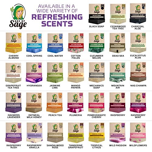 Age of Sage Natural Bar Soap Gift Set for Women - Vegan, Cold Process, Essential Oil, Aromatic Moisturizing Wash Soaps, Victorian Scent (4 Pack) Avelisse