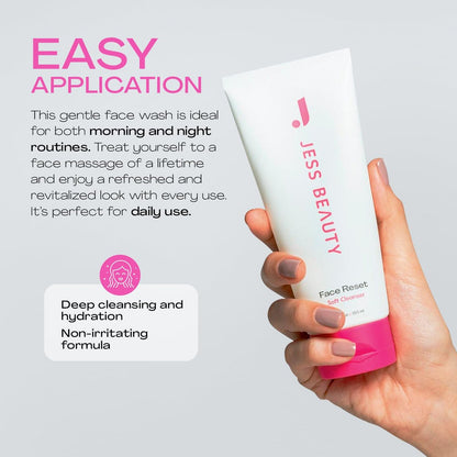 JESS BEAUTY Face Reset Soft Face Cleanser with Squalane & Hyaluronic Acid – 5 fl. oz Gentle Hydrating Cleanser Avelisse