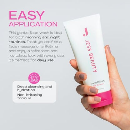 JESS BEAUTY Face Reset Soft Face Cleanser with Squalane & Hyaluronic Acid – 5 fl. oz Gentle Hydrating Cleanser Avelisse