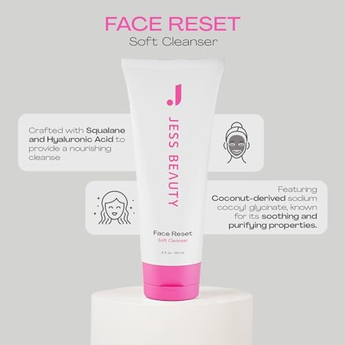 JESS BEAUTY Face Reset Soft Face Cleanser with Squalane & Hyaluronic Acid – 5 fl. oz Gentle Hydrating Cleanser Avelisse
