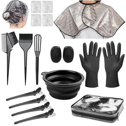 Xarchy 19-Piece Professional Hair Bleach Kit – Hair Coloring Tools with Dye Brush, Mixing Bowl, Clips, Applicator & Earmuffs for At-Home Highlighting