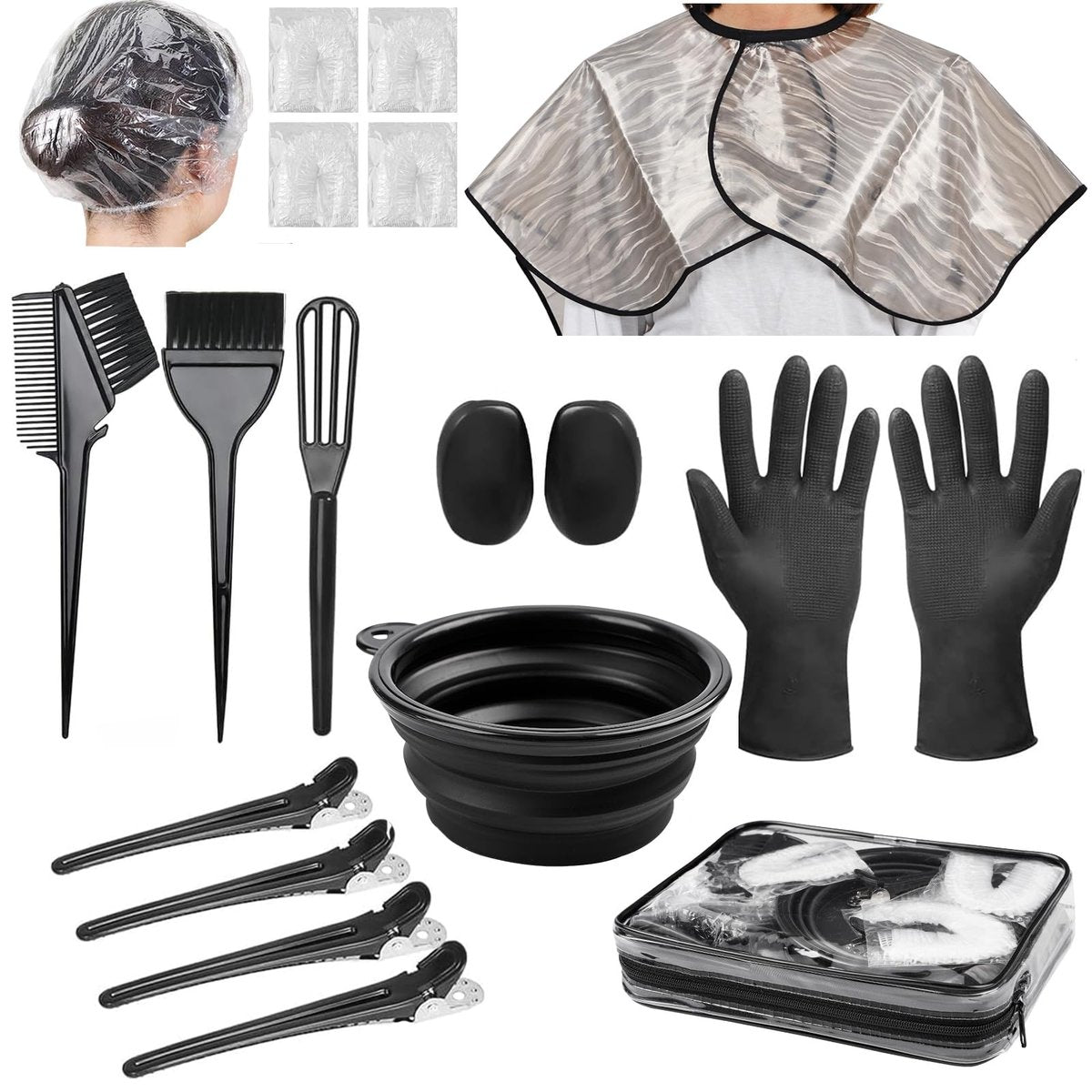 Xarchy 19-Piece Professional Hair Bleach Kit – Hair Coloring Tools with Dye Brush, Mixing Bowl, Clips, Applicator & Earmuffs for At-Home Highlighting - görsel 2