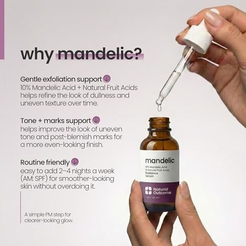 Mandelic Acid Serum 10% | Anti-Aging AHA Facial with Hyaluronic Acid | Targets Fine Lines, Dark Spots, and Wrinkles | Clarifies Acne and Stimulates Natural Collagen Production | 1 Oz Natural Outcome Avelisse