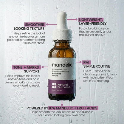Mandelic Acid Serum 10% | Anti-Aging AHA Facial with Hyaluronic Acid | Targets Fine Lines, Dark Spots, and Wrinkles | Clarifies Acne and Stimulates Natural Collagen Production | 1 Oz Natural Outcome Avelisse