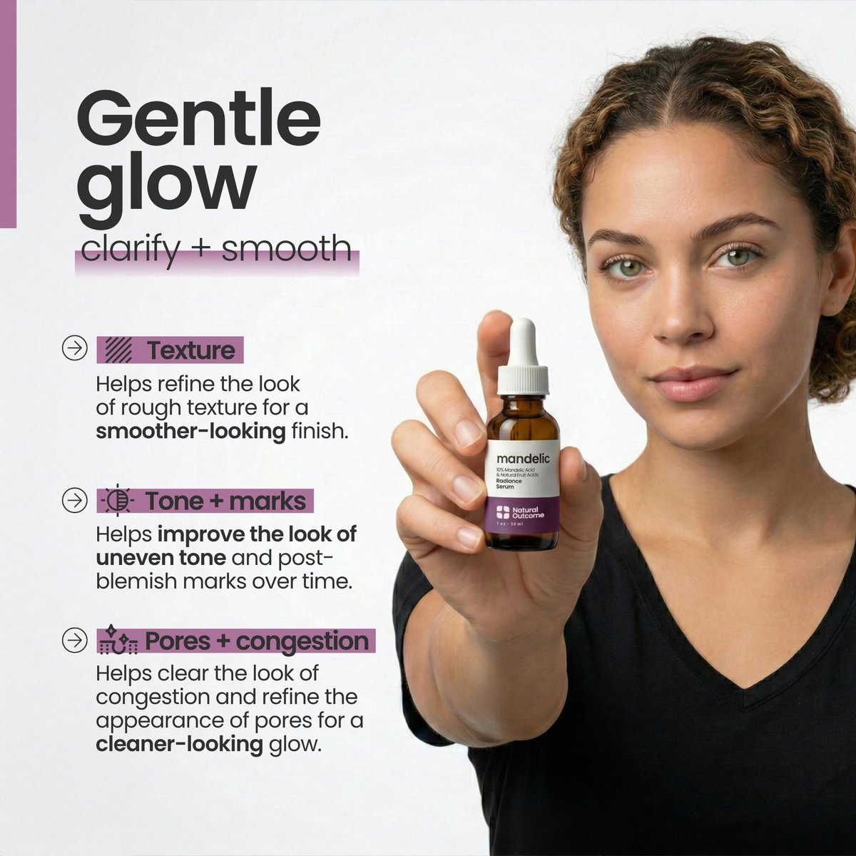 Mandelic Acid Serum 10% | Anti-Aging AHA Facial with Hyaluronic Acid | Targets Fine Lines, Dark Spots, and Wrinkles | Clarifies Acne and Stimulates Natural Collagen Production | 1 Oz Natural Outcome Avelisse