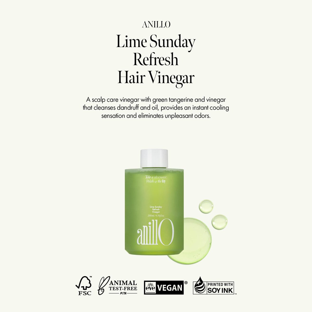 Lime Sunday Refresh Hair Vinegar with Vitamin C - Deep Cleansing Oily Scalp Treatment, Reduces Oil Production, Lime Citrus Scent, Silicone, Sulfate & Paraben Free (200ml / 6.76 fl.Oz) - görsel 4