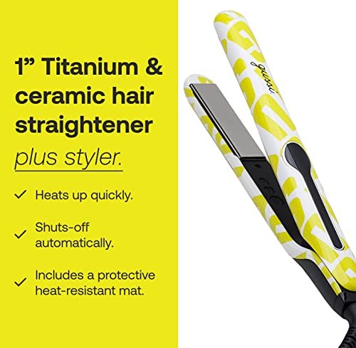 GUSSI HAIRCARE Hair Mane Squeeze 1" Titanium & Ceramic Flat Iron Hair Straightener with Heat Mat - 60 sq. inch Plates for Professional and Home Use - görsel 6