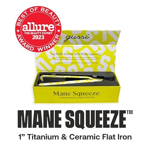 GUSSI HAIRCARE Hair Mane Squeeze 1" Titanium & Ceramic Flat Iron Hair Straightener with Heat Mat - 60 sq. inch Plates for Professional and Home Use - görsel 4