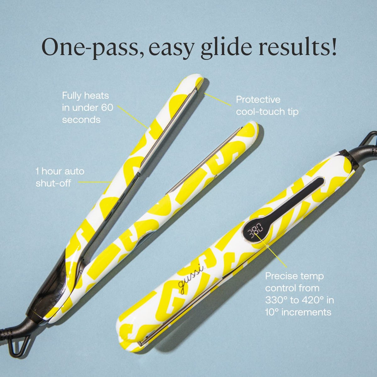 GUSSI HAIRCARE Hair Mane Squeeze 1" Titanium & Ceramic Flat Iron Hair Straightener with Heat Mat - 60 sq. inch Plates for Professional and Home Use - görsel 7
