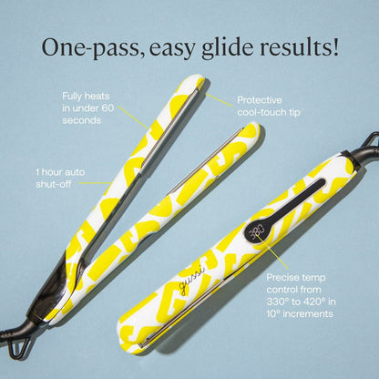 GUSSI HAIRCARE Hair Mane Squeeze 1" Titanium & Ceramic Flat Iron Hair Straightener with Heat Mat - 60 sq. inch Plates for Professional and Home Use