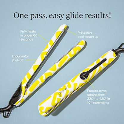 GUSSI HAIRCARE Hair Mane Squeeze 1" Titanium & Ceramic Flat Iron Hair Straightener with Heat Mat - 60 sq. inch Plates for Professional and Home Use