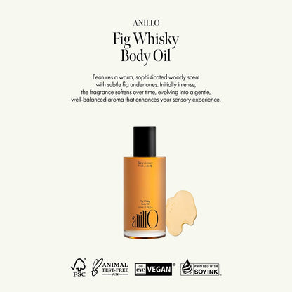 Fig Whisky Hydrating Body Oil – Fast-Absorbing & Non-Greasy Moisturizer with Fig, Argan & Jojoba Oils – Silky Smooth Glow & Deep Nourishment, Woody Scent, 3.38 fl. oz Avelisse