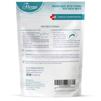 Fivona Sitz Bath Salts for Hemorrhoid Treatment & Postpartum Care – 40oz Epsom Salt Blend with Natural Oils Avelisse