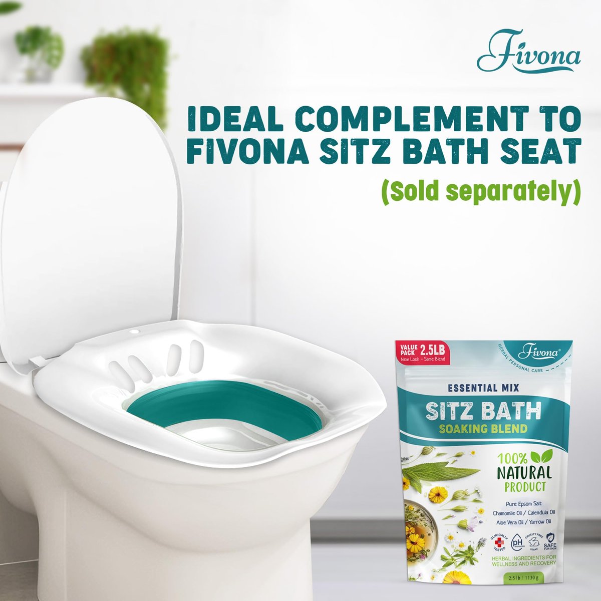 Fivona Sitz Bath Salts for Hemorrhoid Treatment & Postpartum Care – 40oz Epsom Salt Blend with Natural Oils Avelisse