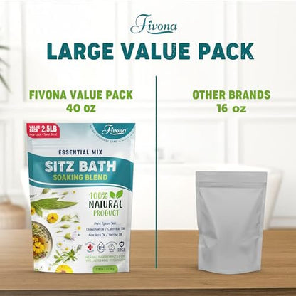 Fivona Sitz Bath Salts for Hemorrhoid Treatment & Postpartum Care – 40oz Epsom Salt Blend with Natural Oils Avelisse
