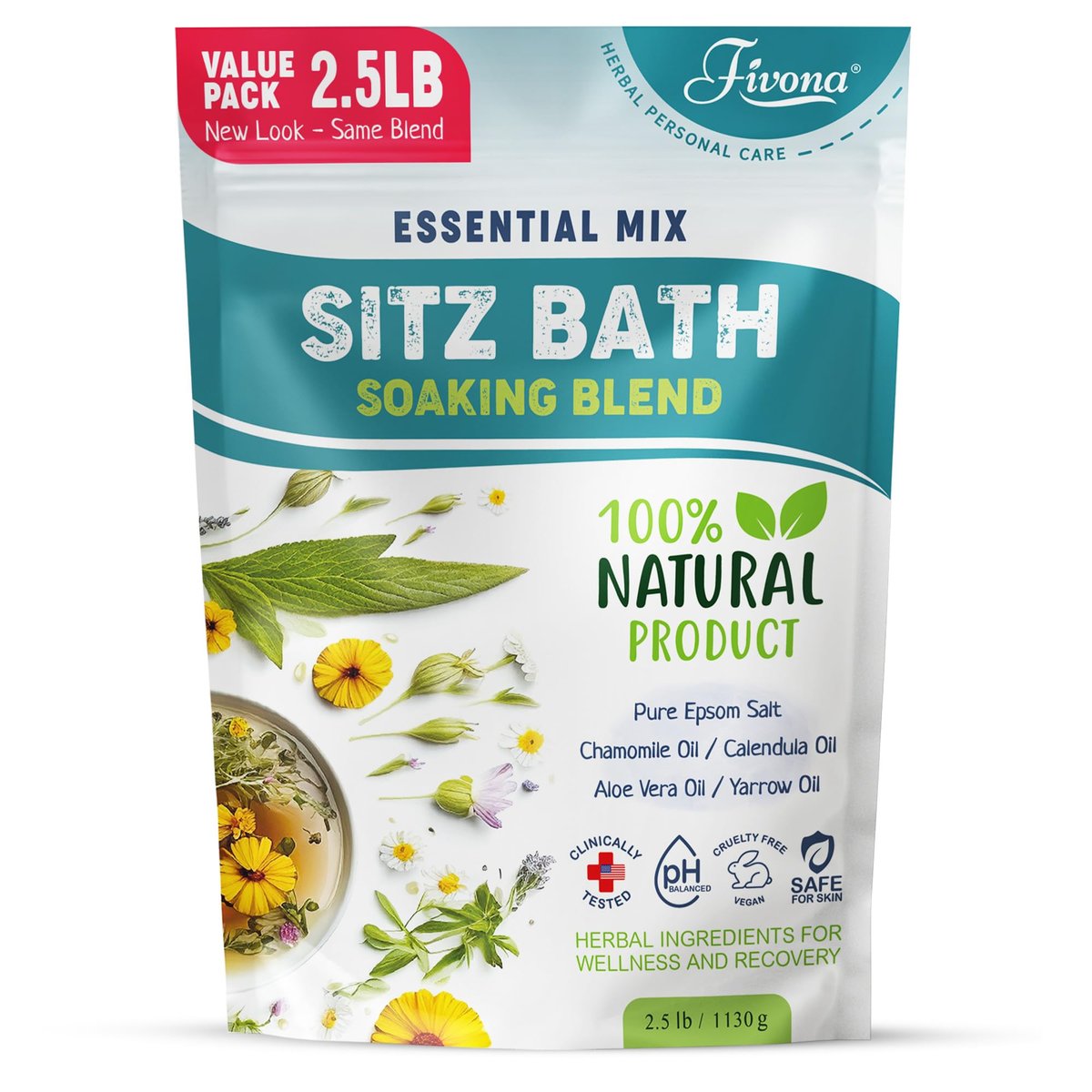 Fivona Sitz Bath Salts for Hemorrhoid Treatment & Postpartum Care – 40oz Epsom Salt Blend with Natural Oils Avelisse