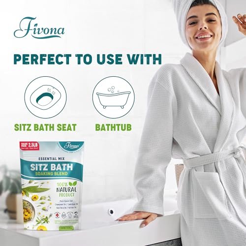 Fivona Sitz Bath Salts for Hemorrhoid Treatment & Postpartum Care – 40oz Epsom Salt Blend with Natural Oils Avelisse