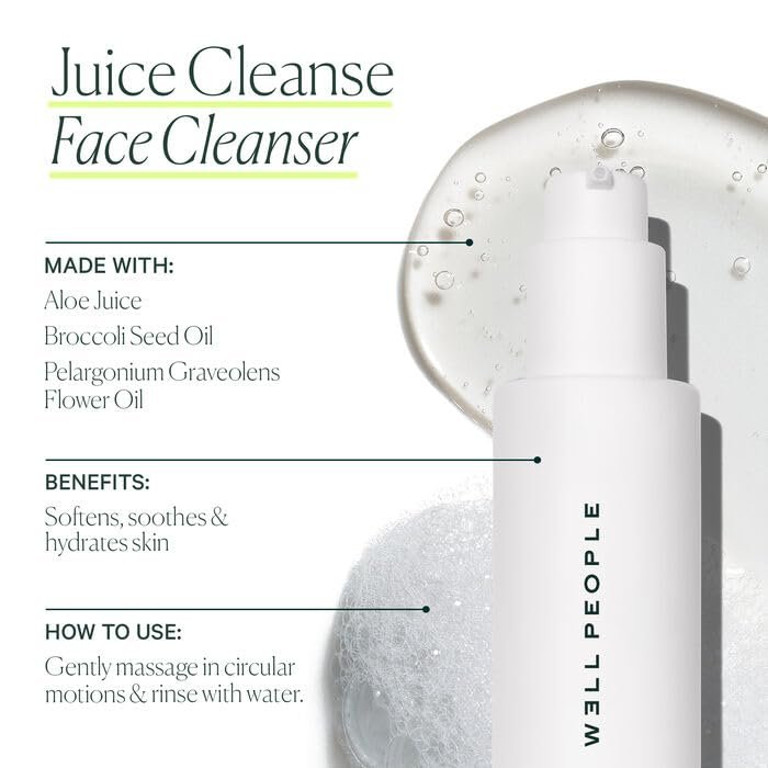 Well People Juice Cleanse Soothing Aloe Face Cleanser | Nourishing Gel-Based Cleanser for All Skin Types | Vegan & Cruelty-Free Avelisse