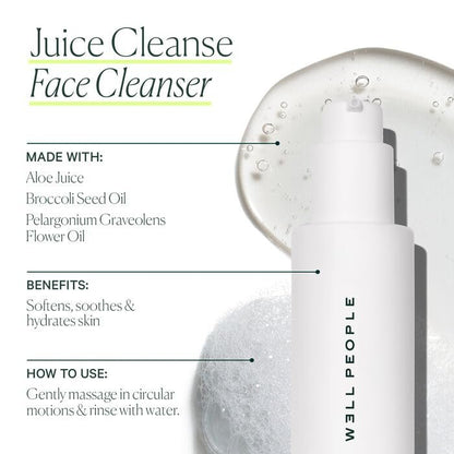 Well People Juice Cleanse Soothing Aloe Face Cleanser | Nourishing Gel-Based Cleanser for All Skin Types | Vegan & Cruelty-Free Avelisse