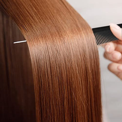 9.3'' Rat Tail Comb for Hair Stylists - Metal Pintail Parting Comb for Braiding, Sectioning, Teasing & Styling (Black)