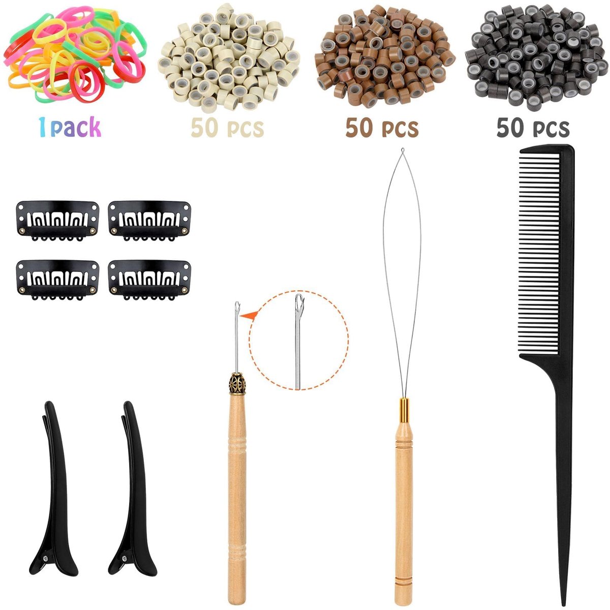 Hair Tinsel Kit - 48 Inch, 18 Colors, 4320 Strands - Heat Resistant Fairy Hair Extensions with Tools - görsel 3
