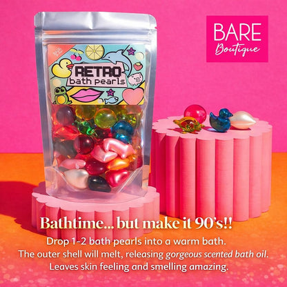 Retro Bath Beads Jumbo Pack of 30 – Assorted Shapes and Scents – Bath Oil Beads for Relaxation – Gift for Mom, Women, Birthday Avelisse