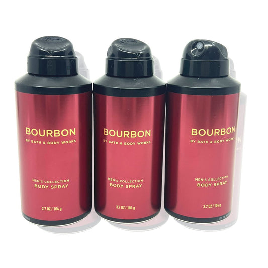 Bath & Body Works Bourbon Body Spray for Men - 3.7 oz (Pack of 3) - Long-Lasting Men's Fragrance Avelisse