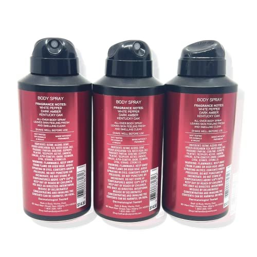 Bath & Body Works Bourbon Body Spray for Men - 3.7 oz (Pack of 3) - Long-Lasting Men's Fragrance Avelisse