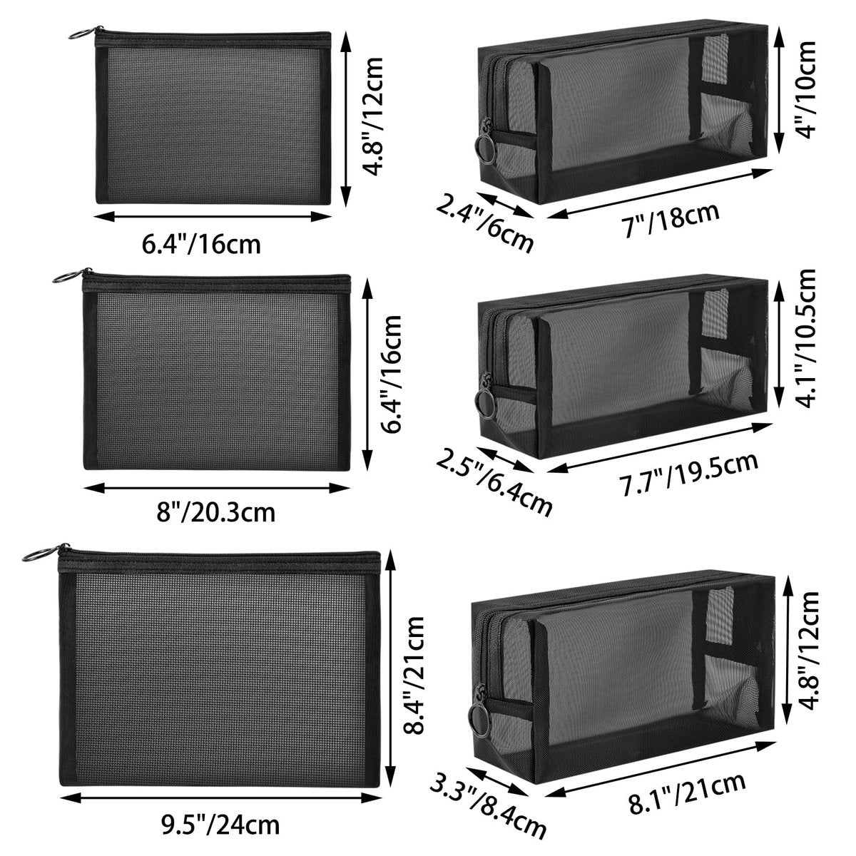 Unoutur 6-Piece Mesh Cosmetic Bag Set – Portable Travel Toiletry Organizer for Makeup, Home, Office & Accessories Avelisse