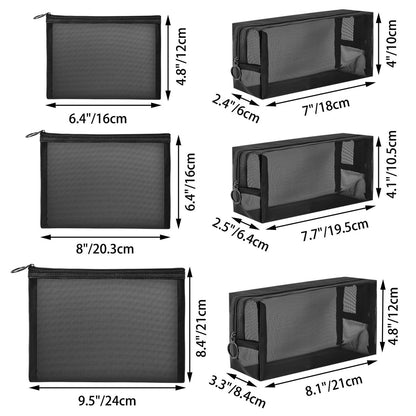 Unoutur 6-Piece Mesh Cosmetic Bag Set – Portable Travel Toiletry Organizer for Makeup, Home, Office & Accessories Avelisse