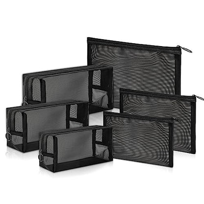 Unoutur 6-Piece Mesh Cosmetic Bag Set – Portable Travel Toiletry Organizer for Makeup, Home, Office & Accessories Avelisse