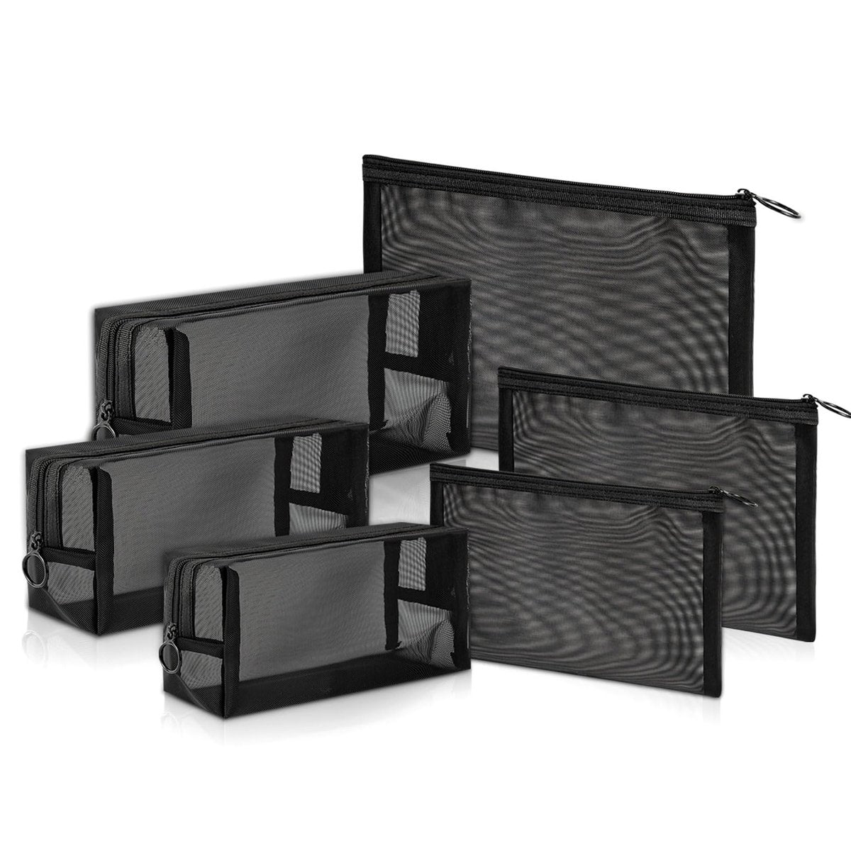 Unoutur 6-Piece Mesh Cosmetic Bag Set – Portable Travel Toiletry Organizer for Makeup, Home, Office & Accessories Avelisse