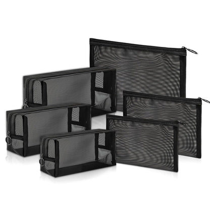 Unoutur 6-Piece Mesh Cosmetic Bag Set – Portable Travel Toiletry Organizer for Makeup, Home, Office & Accessories Avelisse