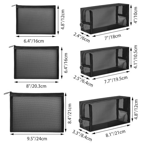 Unoutur 6-Piece Mesh Cosmetic Bag Set – Portable Travel Toiletry Organizer for Makeup, Home, Office & Accessories Avelisse