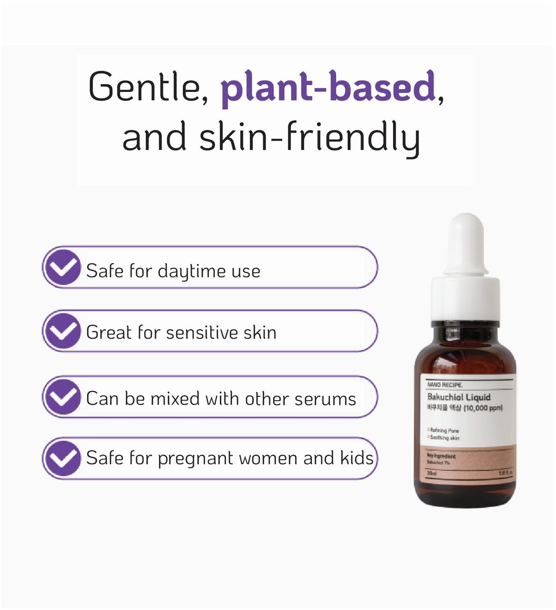 Korean Bakuchiol Concentrate 10000ppm - Retinol Alternative Serum, Vegan, Non-GMO, Cold Pressed, 30ml Avelisse