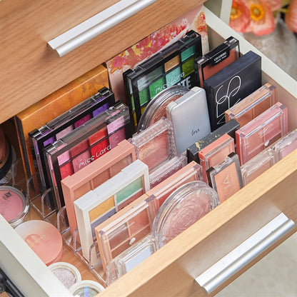 TUZAZO 2 Pack Acrylic Eyeshadow Palette Makeup Organizer - 7-Section Clear Cosmetic Display Storage for Palettes, Blush, Contour Kits, Sunglasses