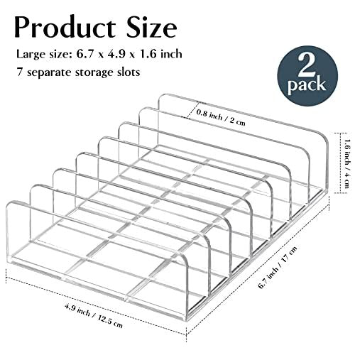 TUZAZO 2 Pack Acrylic Eyeshadow Palette Makeup Organizer - 7-Section Clear Cosmetic Display Storage for Palettes, Blush, Contour Kits, Sunglasses - görsel 4