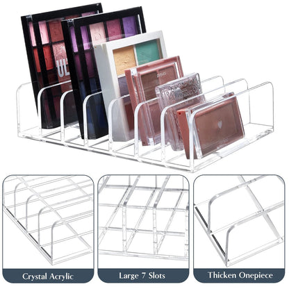 TUZAZO 2 Pack Acrylic Eyeshadow Palette Makeup Organizer - 7-Section Clear Cosmetic Display Storage for Palettes, Blush, Contour Kits, Sunglasses