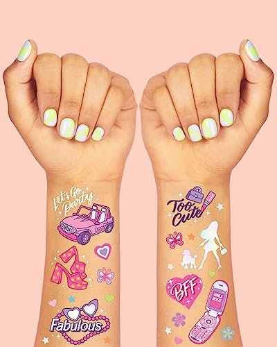 xo, Fetti Pink Party Temporary Tattoos - 42 Styles | Pink Birthday Party Supplies, Party Favors, Cute Decorations, Easter Basket - görsel 5