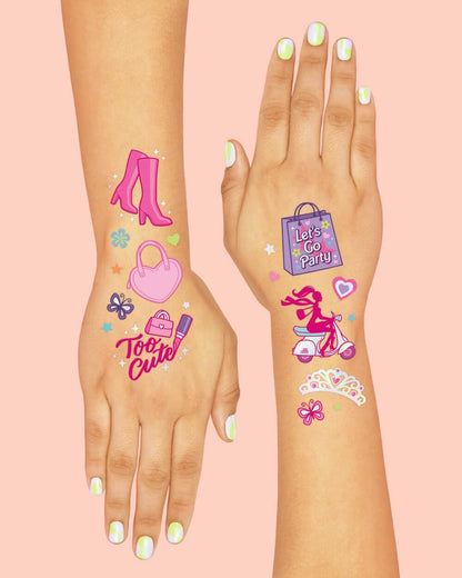 xo, Fetti Pink Party Temporary Tattoos - 42 Styles | Pink Birthday Party Supplies, Party Favors, Cute Decorations, Easter Basket