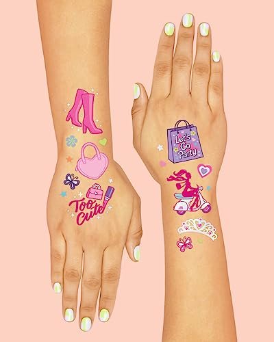 xo, Fetti Pink Party Temporary Tattoos - 42 Styles | Pink Birthday Party Supplies, Party Favors, Cute Decorations, Easter Basket - görsel 7