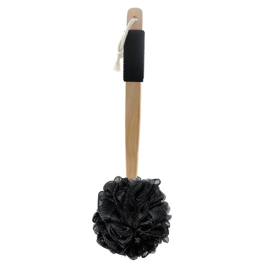 Exfoliating Loofah Brush with Rubber Handle – Body Scrubber for Shower & Bath