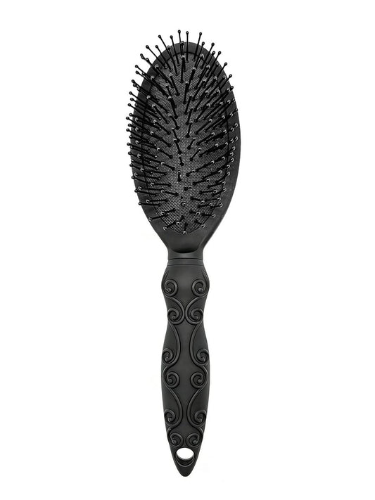 Cushion Hair Brush for Gentle Detangling - Suitable for Men, Women, and Kids, All Hair Types, Wet or Dry Use - Black